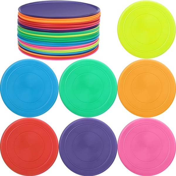 Vinsot 28 Pieces Flying Discs Bulk Flying Discs for Kids Soft Rubber Flyer Disk Outdoor for Children Adults Dogs for Sports Party Favors, 7 Colors