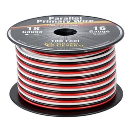 GG Grand General 55307 Parallel Primary 3-Wire 100ft Roll with Spool for trucks, automobile and more –Black, Red & White