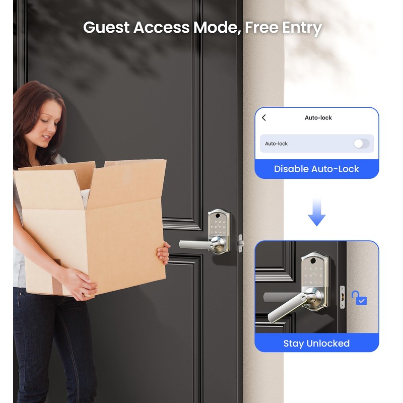 Veise VE019 Fingerprint Smart Lever Lock - APP Control, Keypad