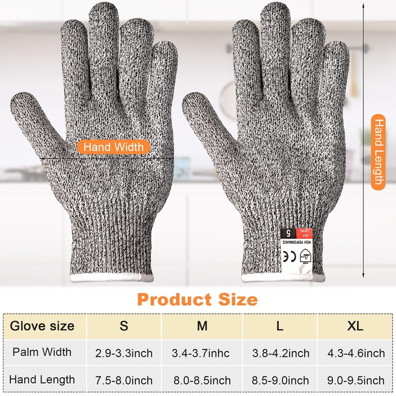 Chuarry 10 Pairs Cut Resistant Gloves Cutting Proof Gloves Level