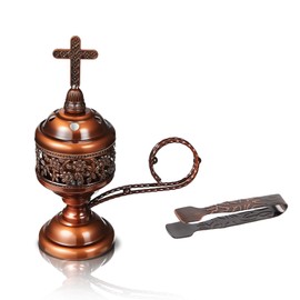 Quemador de incienso de cobre con pinza, soporte de incienso de carbón de incienso para aromaterapia, yoga, spa, decoración del hogar y uso de la iglesia, soporte compacto y duradero para Bakhoor