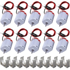 JYUDAUFU 10 Pcs 130 Mini Motor DC 3 V Micro Motor 22000 RPM Small Electric Strong Magnetic Red Tail Shell Motor with Bracket, for RC Toy Car/Robot/Mini Fan/DIY/Test/for Arduino