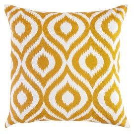 TreeWool (2 Pack Ogee Ikat Accent Cotton Canvas Cushion Covers (40 x 40 cm, Mustard & White)