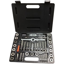 Drill America DWT40PC-MM-ROUND 40 Piece Carbon Steel Tap and Die Set with Hex Dies (3mm - 12mm NC and NF), DWT Series