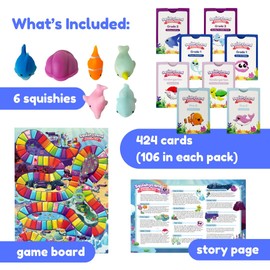 The Fidget Game THE FIDGET GAME SquishyLand in Rainbow Reef - Educational & Phonics Learning Activities for Children in Pre-K to 2nd Grade - Mochi Squishy Toys Set with Board Game (2-6 Players) & Card Packs Included