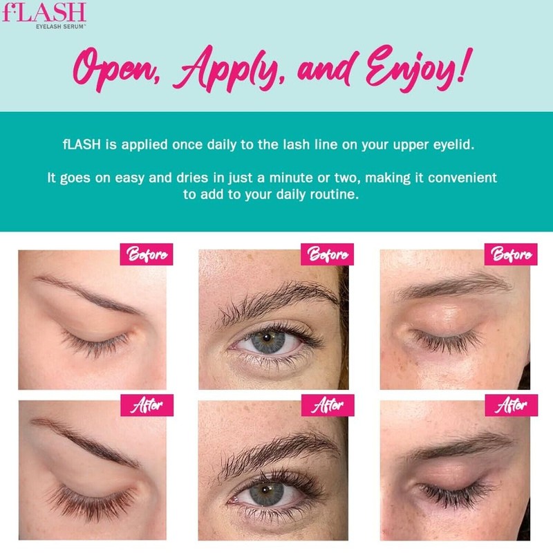 fLASH Eyelash Serum, Serum for Long, Curled Lashes - Enhances