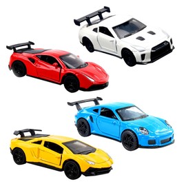Toy Car, 4 Pcs Mini Play Vehicles Set Children's Pull Back Toys Cars Model Vehicle Racing Cars Toys Cast Model Automobile Collectable Alloy Vehicle for Children's Playtime and Birthday Party Gifts