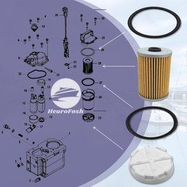 HeuroFosh 8M0093688 Fuel Filter Filtering Disk Kit for MerCruiser Sterndrive 5.0 5.7 6.2 8.1 8.2 L Inboard Engines with Gen III Fuel Cooler System 892665 866171A01