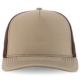 Trendy Apparel Shop 5 Panel Strcutured Curved Bill Trucker Snapback Cap - Khaki Brown