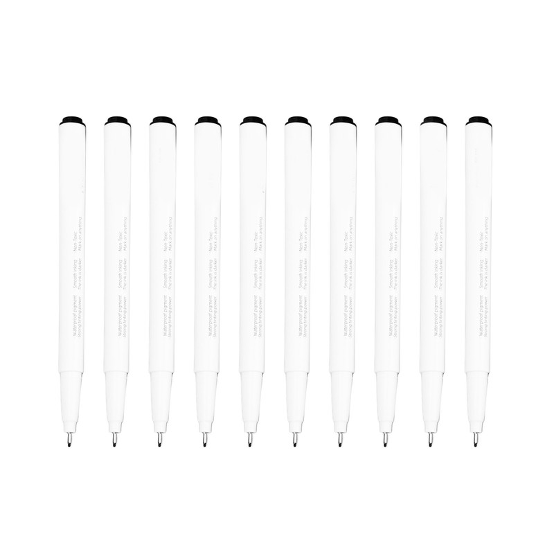 10Pcs 0.5mm Micro Line Pens Excellent Black Inks Smoother Writing