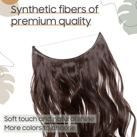 Secret Headband Wire in Natural Hair Extensions, Elastic Band, Hairpieces, Ombre, for Women, 40 cm, Wavy - Medium Brown
