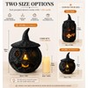 Black Handwoven Seagrass Pumpkin Jack-O-Lantern for Spooky Halloween Candy Storage,