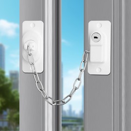 Pack of 3 Child Safety Windows, Window Locks, Children, Door Chain, No Drilling, Window Lock, Children's Window, Door Lock Children, Adjustable Window Locks, for Children, Pets Safety