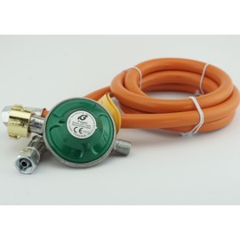 Pressure Regulator Set Gas Regulator with Safety Sticker Gas Pressure Regulator Set with Hose in Various Lengths for Gas Cookers, Gas Grills or Paella Grills (30 mbar with 150 cm Gas Hose)