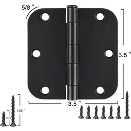 6 Pack Nickel Door Hinges Brushed Nickel 3 1/2 Interior Door Hinges Satin Nickel 3.5 Inch with 5/8” Radius Corners 3 ½"x 3 ½" Silver Hardware Controls JIW Garage Factory