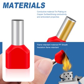 Pack of 100 Twin Wire End Ferrules 10 mm², Hanibos Wire End Ferrules Set Insulated Wire Ferrules Cable End Ferrules for Wire Connection