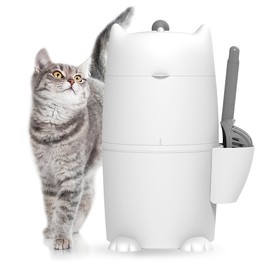 Red Rocket Pets Litter Trash Can for Cat Kitty Twister Plus, Litter Disposal System, No Smell Litter Storage Container with Scooper, 2X Refill Bags and 2X Charcoal Sachets (Standard)