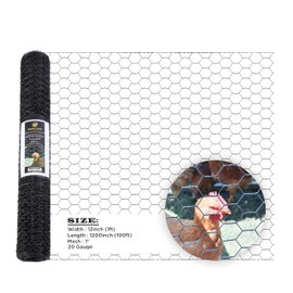 SIMBA STEEL - 12” x 100 FT PVC Hexagonal Poultry Netting Chicken Wire | 1" Mesh | 20 Gauge | Black PVC Vinyl Coated | Rust Proof | for Garden, Fence, Chicken, Rabbit (PVC 12 x 100)