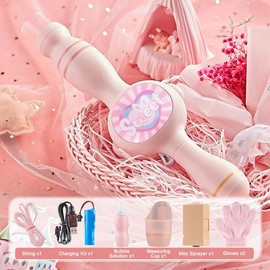 Water Mist Bubble Magic Toy, Fun Bubble Touch Toy, Creative Bubble Magic Wand for Kids, Colorful Lights and Water Mist Effect, Ideal for Outdoor Games and Parties, Birthday Summer Christmas Gifts - color: Pink