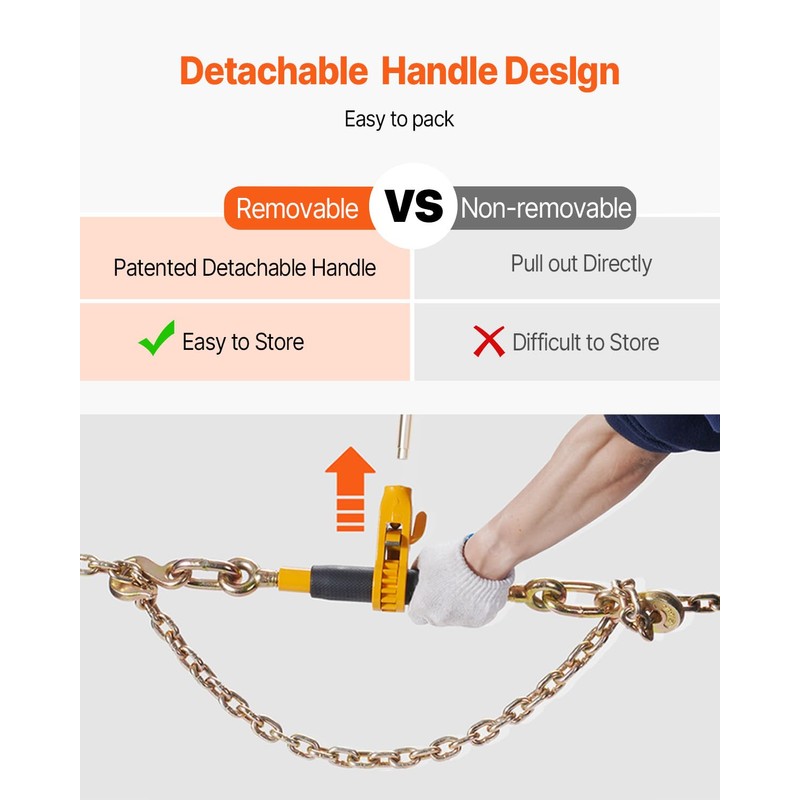 VEVOR Ratchet Chain Binder, 5/16"-3/8" Heavy Duty Load Binders, with
