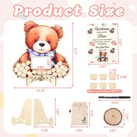 DeziWood Baby Shower Guest Book Alternatives, Baby Shower Sign Picture Frame Pregnancy Keepsake for Soon to Be Moms, Wooden Sign in Guestbook for Baby Shower Boys Girls Birthday Party (Bear)