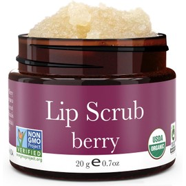Lip Scrub, Berry Flavor - Organic Exfoliating Sugar Scrubs, Exfoliator for Chapped Dry Lips, Moisturizes With Fresh, Lush Natural Ingredients; Best Before Balm; for Men and Women (1 Container)