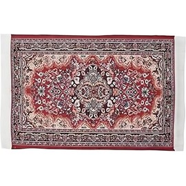 Miniature Red Woven Carpet, 10 x 15 cm Miniature Carpet, Dollhouse Accessories Vintage Style Flooring Mini Furniture Decoration