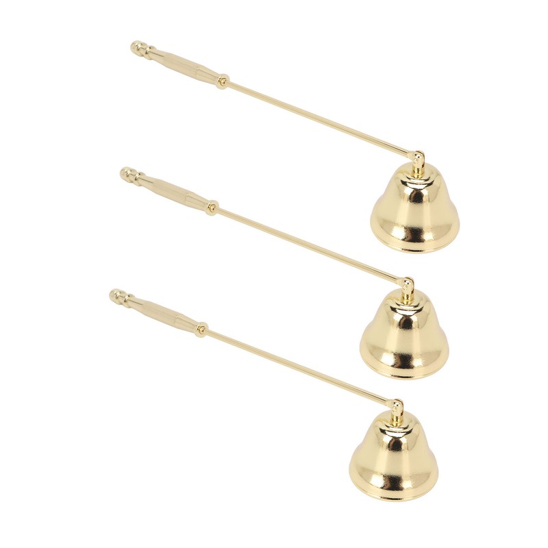 3pcs Candle Snuffer Golden Iron Plating Bell Shaped Long Handle