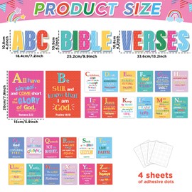 29Pcs ABC Bible Verse Poster Christian Scripture Bulletin Board Sunday School Classroom Decorations Religious Inspirational Quotes Poster for Back to School Church VBS Classroom Home Wall Decor