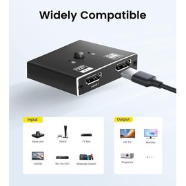 INF HDMI 2.0 Switch 2 in 1 Out 4K HDMI Splitter 1 in 2 Out, High Resolution and Refresh Rate, Good Heat Dissipation, 12 x 6 x 2 cm, Black