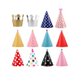 12Pcs Colorful Pet Hat Dog Birthday Party Cone Paper Hats Crowns with Adjustable Headbands Party Time for Pets Party Supplies