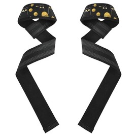 Funny Creature - Correas de elevación para gatos negros y dorados, 26 pulgadas, antideslizantes, par de correas de gimnasio para levantamiento de pesas, culturismo, entrenamiento de fuerza