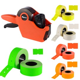 CT1 Price Gun Labels Size 21MM X 12MM Retail Shop Tags, Color Fluorescent Yellow, Red, Green, Orange White, Packs of 1, 5, 10, 20, 50 Rolls (1 Roll Or 1000 Label (White), 21MM X 12MM)