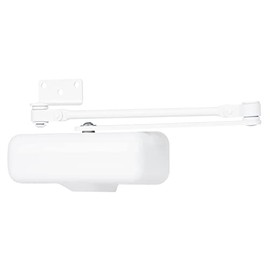 BRINKS Commercial - Light Duty Residential Door Closer, White Finish - Size 1 with a 180-Degree Opening Range and Adjustable Closing Speed