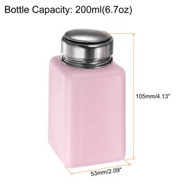 HARFINGTON Solvent Alcohol Dispenser 200ml(6.7oz) Push Down Liquid Dispenser Pump with Sealing Stainless Steel Lid for Acetone Cleanser Polish Remover, Pink