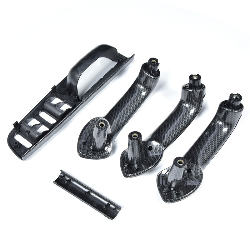 5Pcs/Set Carbon Fiber Texture Interior Door Grab Handle Cover Switch