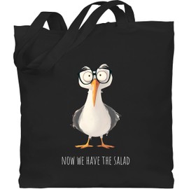 Shirtracer Baumwolltasche - Statement - Taschen - Now we have the salad Möwe I Jetzt haben wir den Salat Geschenk mit Spruch lustig I Lustige Sprüche lustig - Unisize - Schwarz - statements tasche