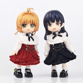 Obitsu 11 OB11 Size Costume, Blouse, Skirt, Dress, Ribbon, Lolita, Mine Type, Cute, 3 Colors, 3 Piece Set (Black)