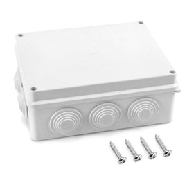 QWORK® Surface-Mounted Junction Box, Junction Box, Waterproof, Dustproof, IP65, ABS Plastic, Universal Electric Project Enclosure, White, 200 x 155 x 80 mm
