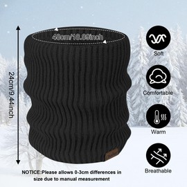 3 Pack Neck Warmer for Women Cold Weather Knit Winter Scarf Thick Infinity Neck Gaiter for Men Women, White Grey Black