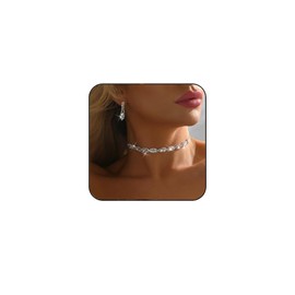 JAKAWIN Bride Silver Wedding Jewelry Set Rhinestone Bridal Choker Necklace Earrings Set Crystal Necklace for Women NK334