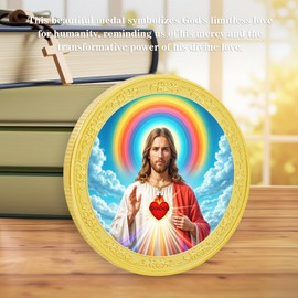 Sacred Heart of Jesus Christian Coin Medallion, Serenity Prayer Pocket Token Religious Gift