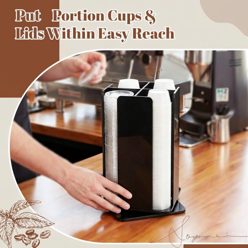 Geetery Rotating Portion Cup and Lid Organizer with 4 Compartments