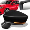 OE Style Driver Left Side Mirror Manual Folding Power Adjust Turn Signal Compatible with Mazda 3 17-18, Paint to Match, MA1320184