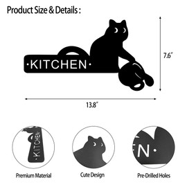 Metal Kitchen Sign Black Cat Wall Decor Coffee Cup Art – Durable Iron Coffee Bar Sign for Home, Kitchen, or Dining Room Wall Decoration