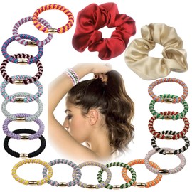 JSTHHTT 20Pcs Mixed Color Hair Ties for Women Girls, Elastics Hair Bands, Ponytail Holders, for Thin/Thick Curly Long Fine Hair