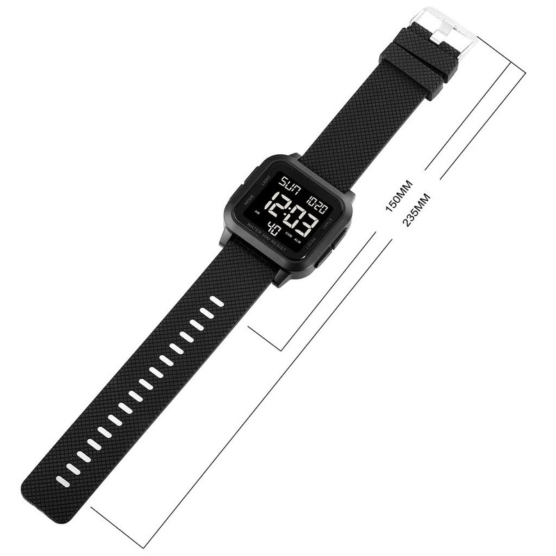 zolohoni Square Men's Digital Watch Big Numbers Dial Large Face