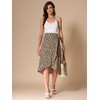 Allegra K Women's Printed Midi Skirt Tie Front with Slit
