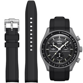 Stanchev Strap for MoonSwatch Watch,Curved Rubber Replacement Band Compatible With Omega X Swatch Speedmaster Moonswatch Watch 20mm,Soft Swatch Omega Strap for Men Women (Black)