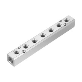 PATIKIL Air Manifold, 7 Way 9 Port 1/4" Output Port 1/2" Supply Port Aluminum Air Hose Inline Manifold Block Splitter Pneumatic Air Compressor Distribution Fitting, Silver